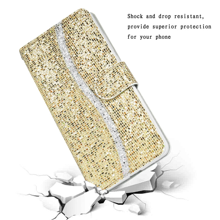 For Samsung Galaxy S25+ 5G Glitter Powder Filp Leather Phone Case(Gold)