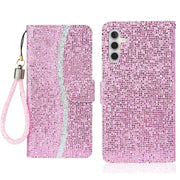For Samsung Galaxy S25 5G Glitter Powder Filp Leather Phone Case(Pink)