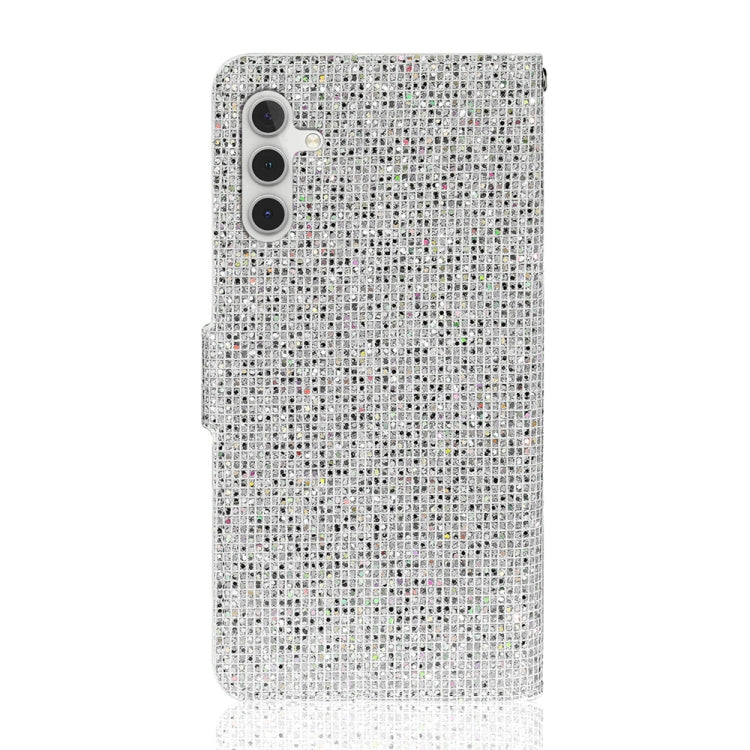 For Samsung Galaxy S25 5G Glitter Powder Filp Leather Phone Case(Silver)