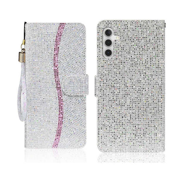 For Samsung Galaxy S25 5G Glitter Powder Filp Leather Phone Case(Silver)