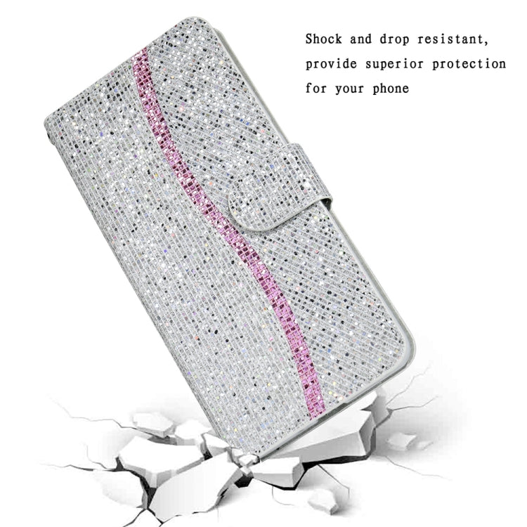 For Samsung Galaxy S25 5G Glitter Powder Filp Leather Phone Case(Silver)