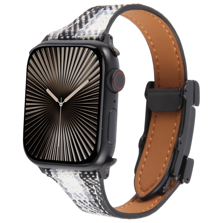 For Apple Watch 42mm / 41mm / 40mm / 38mm Slim Magnetic Buckle Napped Fabric Leather Watch Band(Grey)