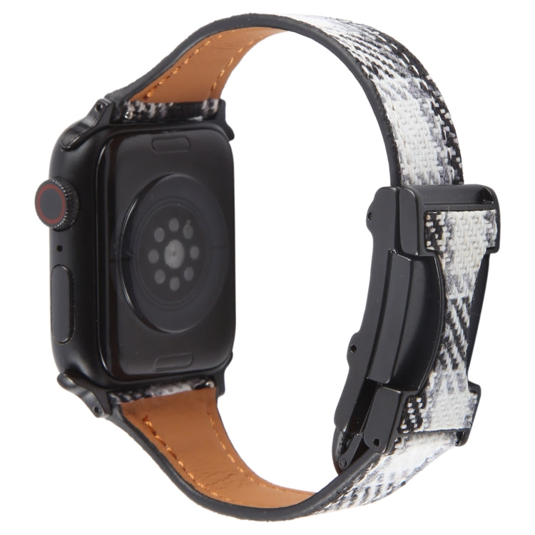 For Apple Watch 42mm / 41mm / 40mm / 38mm Slim Magnetic Buckle Napped Fabric Leather Watch Band(Grey)