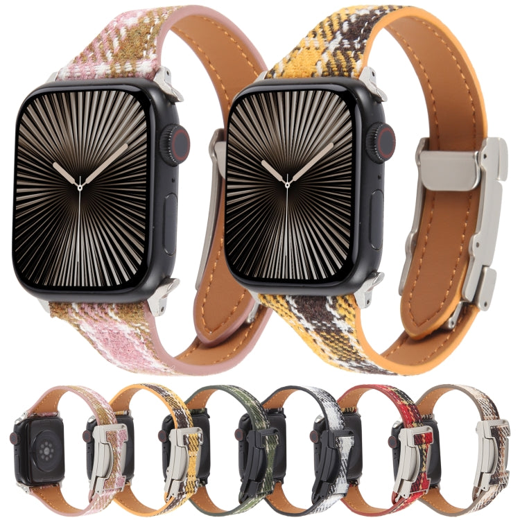For Apple Watch 42mm / 41mm / 40mm / 38mm Slim Magnetic Buckle Napped Fabric Leather Watch Band(Grey)