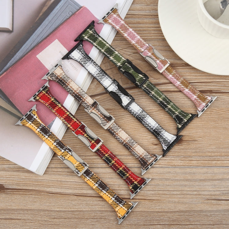For Apple Watch 42mm / 41mm / 40mm / 38mm Slim Magnetic Buckle Napped Fabric Leather Watch Band(Grey)