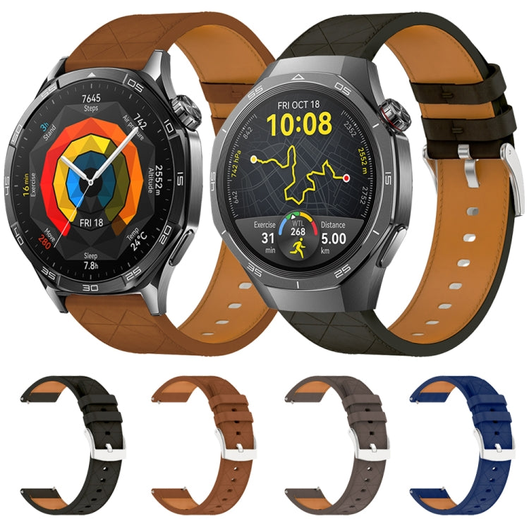 For Huawei Watch GT 5 / GT 5 Pro 46mm Square 22mm Leather Watch Band(Coffee)