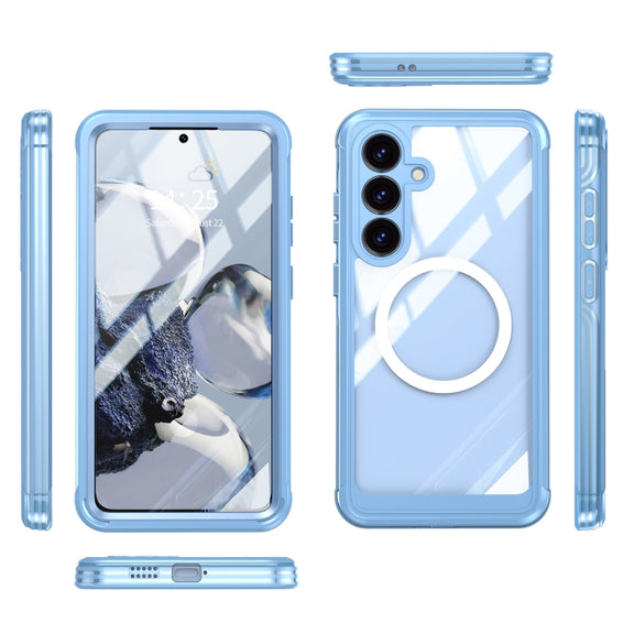For Samsung Galaxy S25+ 5G Tempered Glass MagSafe Phone Case(Sky Blue)