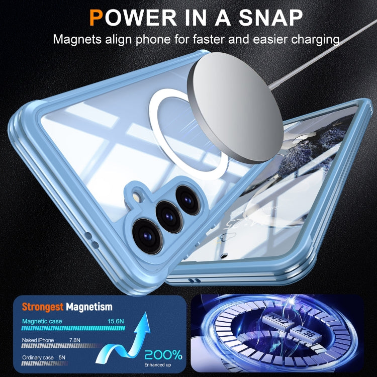For Samsung Galaxy S25+ 5G Tempered Glass MagSafe Phone Case(Sky Blue)
