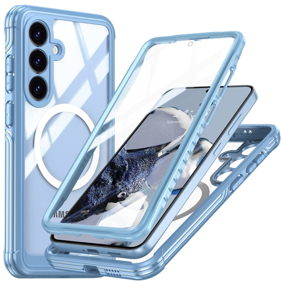 For Samsung Galaxy S25+ 5G Tempered Glass MagSafe Phone Case(Sky Blue)