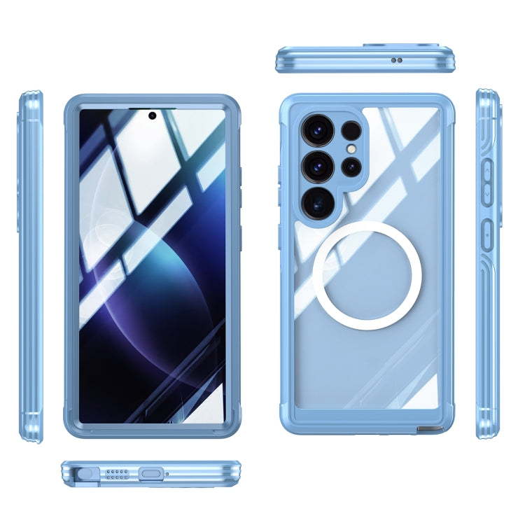 For Samsung Galaxy S25 Ultra 5G Tempered Glass MagSafe Phone Case(Sky Blue)