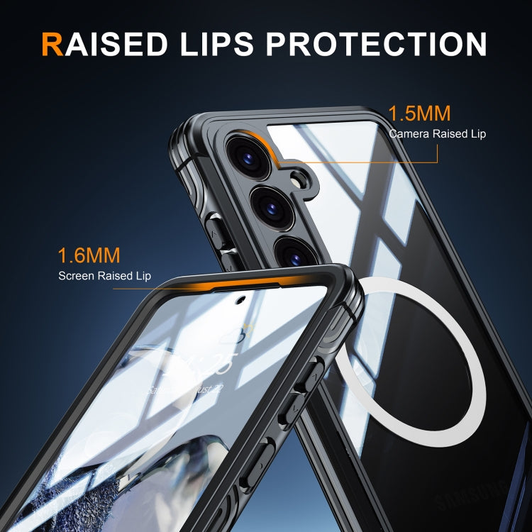 For Samsung Galaxy S25+ 5G Tempered Glass MagSafe Phone Case(Sky Blue)