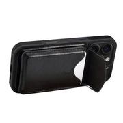 For iPhone 16 Pro Max Denior D22 Genuine Leather MagSafe Holder Detachable Card Slot Phone Case(Black)