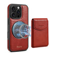 For iPhone 16 Pro Denior D22 Genuine Leather MagSafe Holder Detachable Card Slot Phone Case(Brown) - free shipping - PMC Jewellery - Order now!
