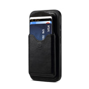 For iPhone 16 Plus Denior D22 Genuine Leather MagSafe Holder Detachable Card Slot Phone Case(Black)