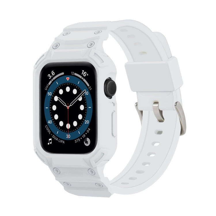 For Apple Watch Series 10 46mm Armor TPU Case Integrated Watch Band(White)