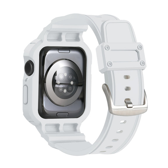 For Apple Watch Series 10 46mm Armor TPU Case Integrated Watch Band(White)