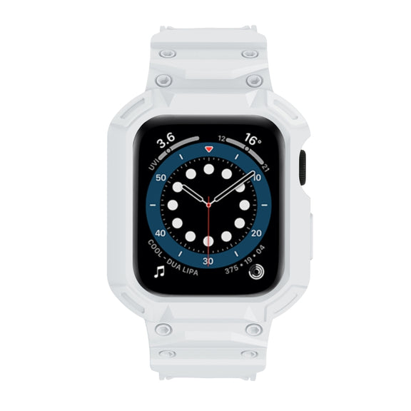 For Apple Watch Series 10 46mm Armor TPU Case Integrated Watch Band(White)