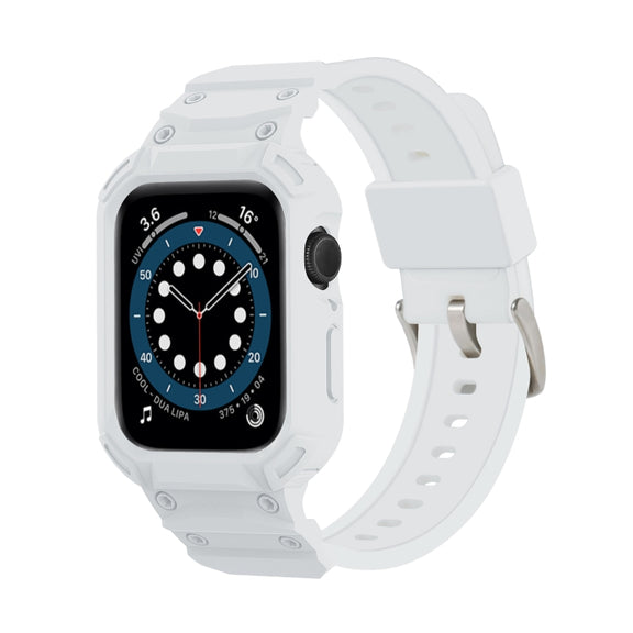 For Apple Watch Series 10 46mm Armor TPU Case Integrated Watch Band(White)