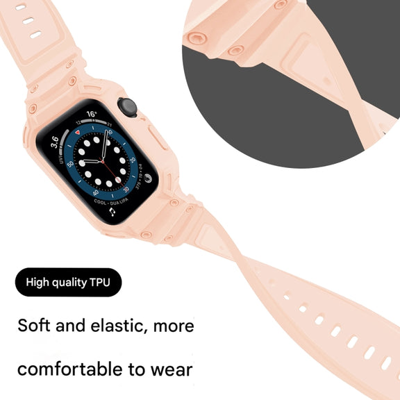 For Apple Watch Series 10 46mm Armor TPU Case Integrated Watch Band(Pink)