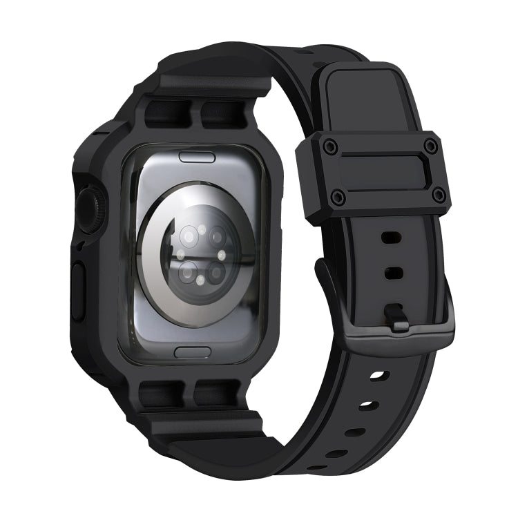 For Apple Watch Series 10 46mm Armor TPU Case Integrated Watch Band(Black)