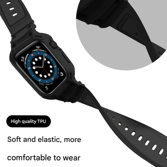 For Apple Watch Series 10 46mm Armor TPU Case Integrated Watch Band(Black)