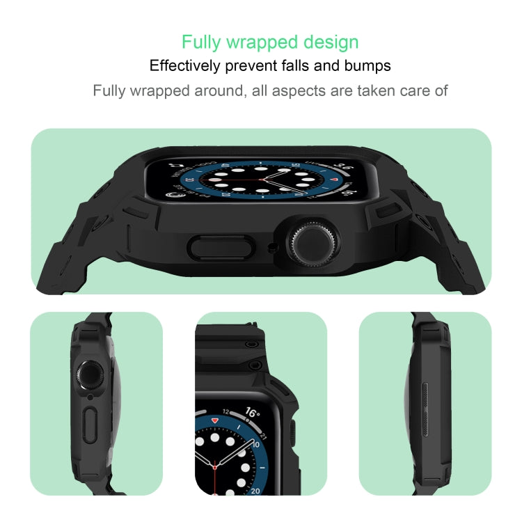 For Apple Watch Series 10 46mm Armor TPU Case Integrated Watch Band(Black)