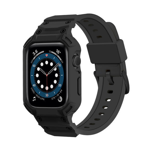 For Apple Watch Series 10 46mm Armor TPU Case Integrated Watch Band(Black)