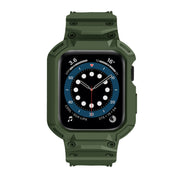 For Apple Watch Series 10 46mm Armor TPU Case Integrated Watch Band(Army Green)