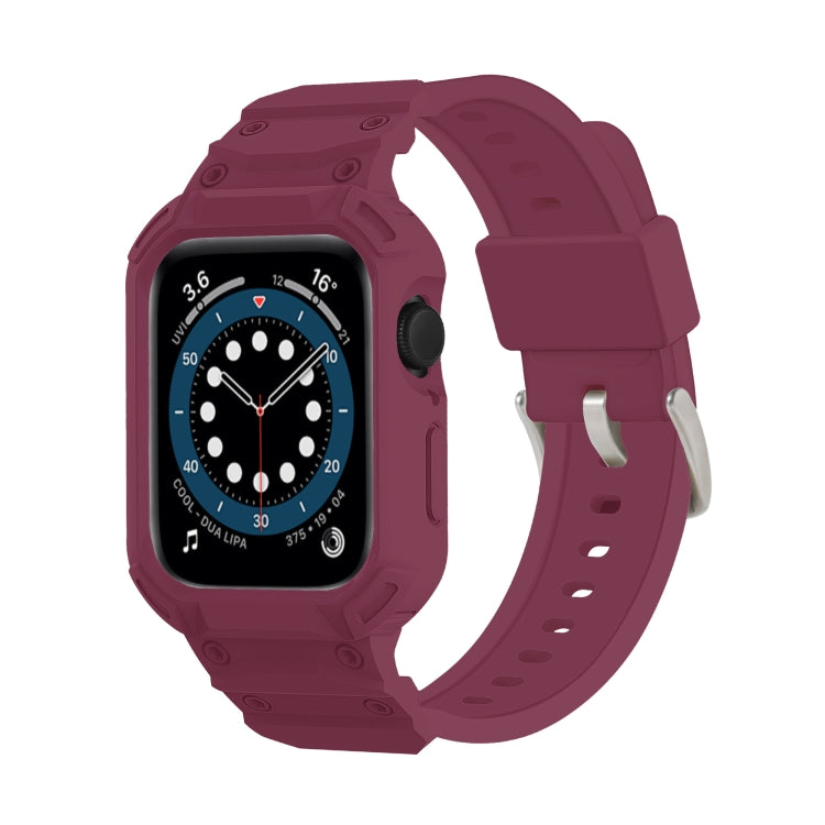 For Apple Watch Series 10 46mm Armor TPU Case Integrated Watch Band(Plum Color)