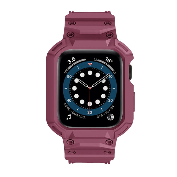 For Apple Watch Series 10 46mm Armor TPU Case Integrated Watch Band(Plum Color)