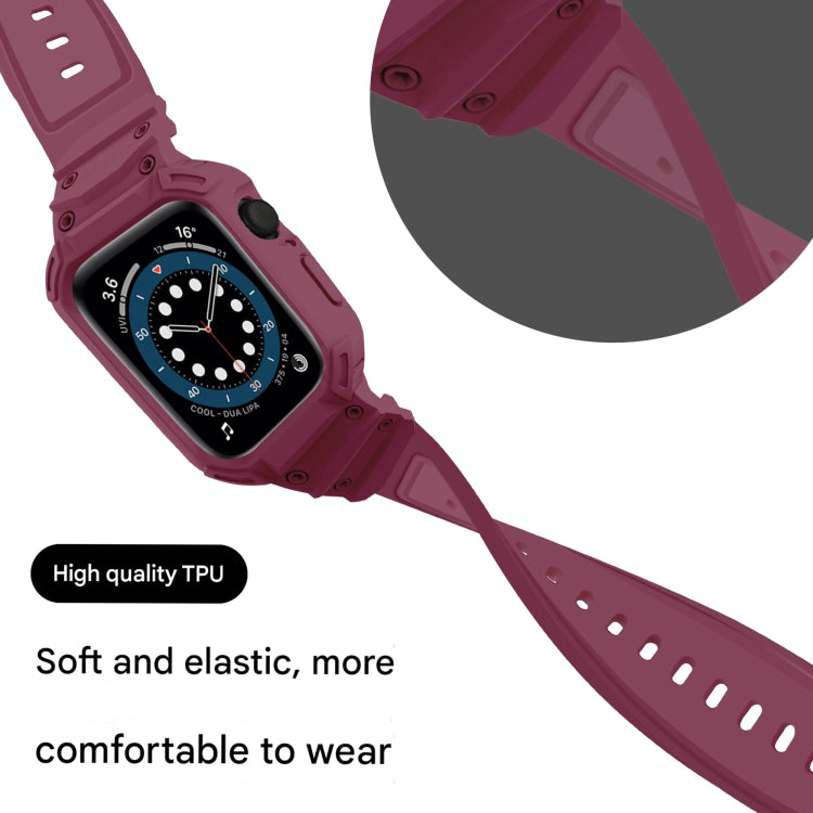 For Apple Watch Series 10 46mm Armor TPU Case Integrated Watch Band(Plum Color)