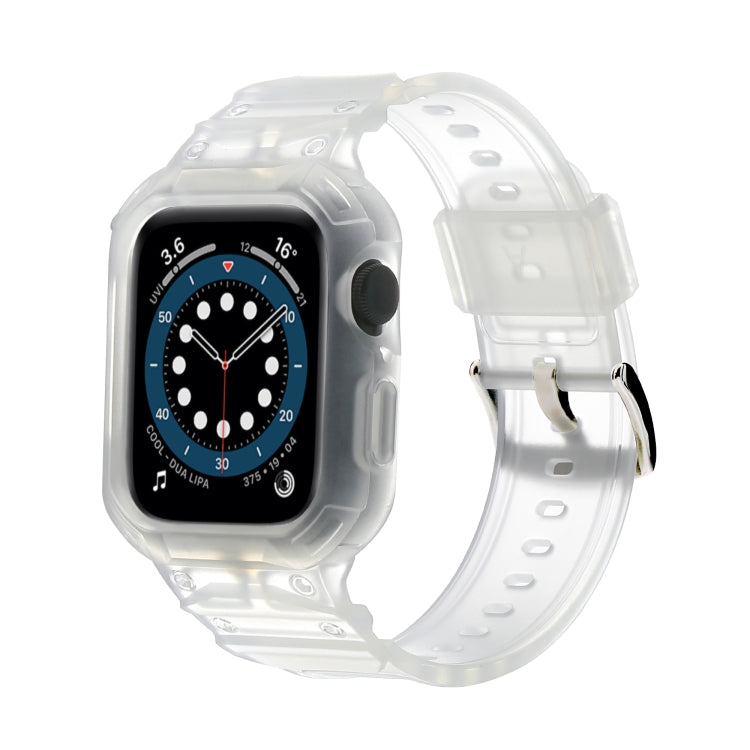 For Apple Watch Series 10 46mm Armor TPU Case Integrated Watch Band(Frosted Clear)