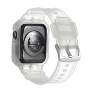 For Apple Watch Series 10 46mm Armor TPU Case Integrated Watch Band(Frosted Clear)