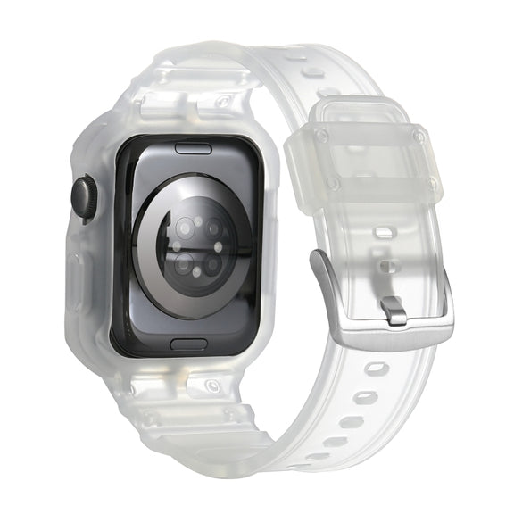 For Apple Watch Series 10 46mm Armor TPU Case Integrated Watch Band(Frosted Clear)