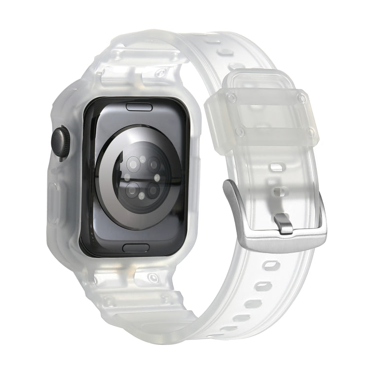 For Apple Watch Series 10 46mm Armor TPU Case Integrated Watch Band(Frosted Clear)