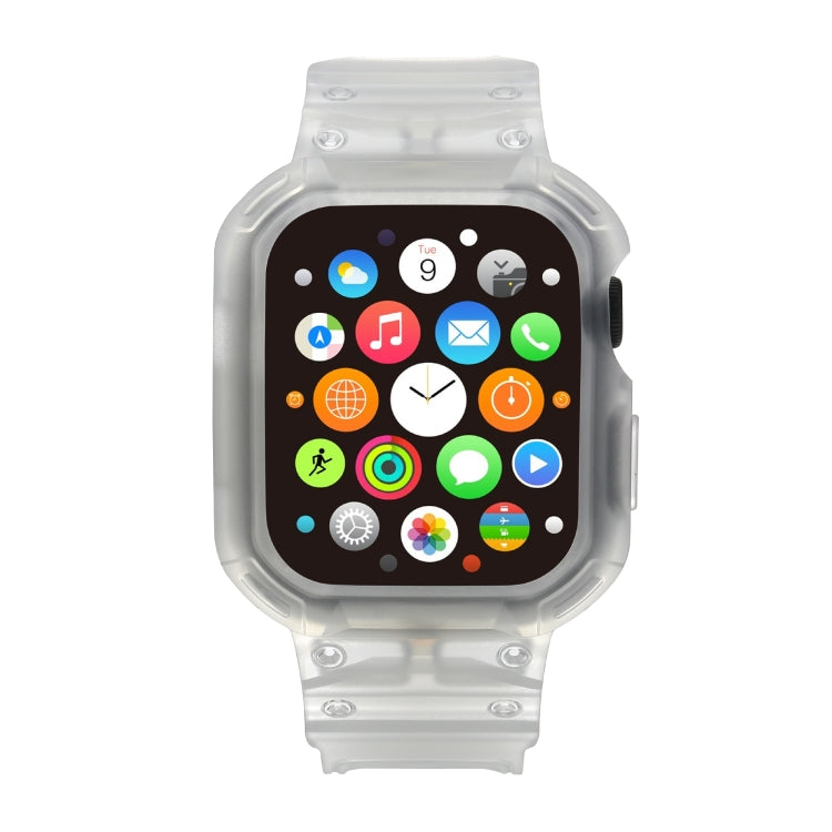For Apple Watch Series 10 46mm Armor TPU Case Integrated Watch Band(Frosted Clear)