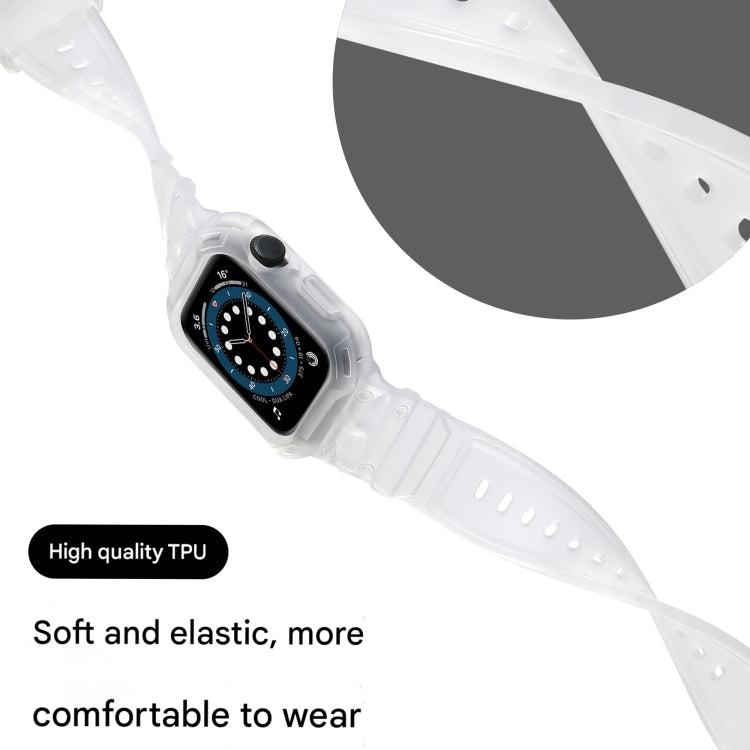 For Apple Watch Series 10 46mm Armor TPU Case Integrated Watch Band(Frosted Clear)