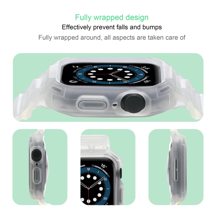 For Apple Watch Series 10 46mm Armor TPU Case Integrated Watch Band(Frosted Clear)