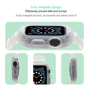 For Apple Watch Series 10 46mm Armor TPU Case Integrated Watch Band(Frosted Clear)