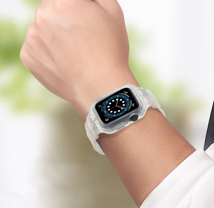 For Apple Watch Series 10 46mm Armor TPU Case Integrated Watch Band(Frosted Clear)