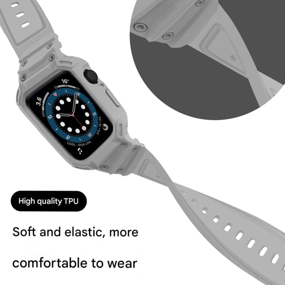 For Apple Watch Series 10 46mm Armor TPU Case Integrated Watch Band(Light Grey)