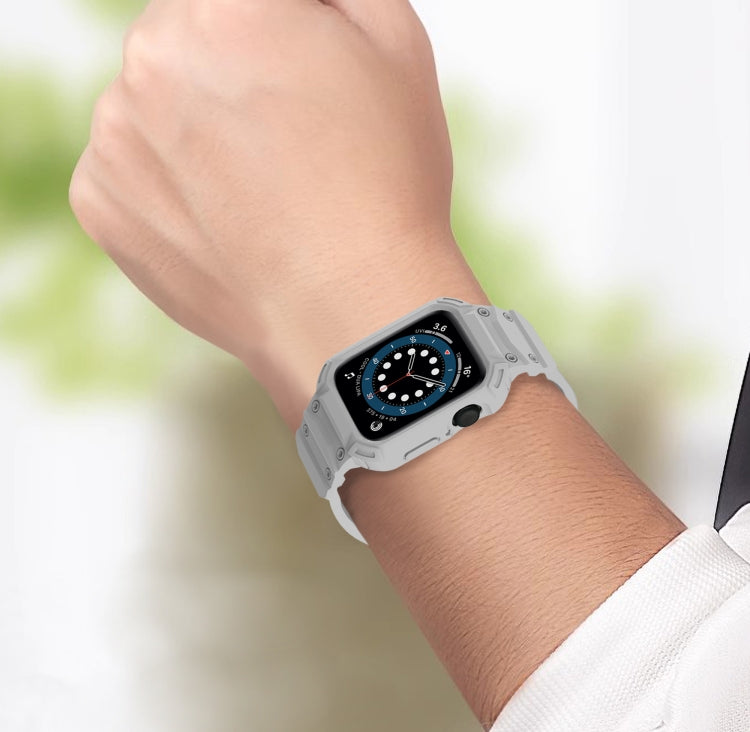 For Apple Watch Series 10 46mm Armor TPU Case Integrated Watch Band(Light Grey)