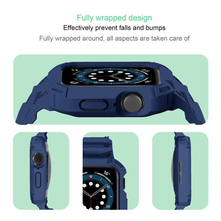 For Apple Watch Series 10 46mm Armor TPU Case Integrated Watch Band(Midnight Blue)