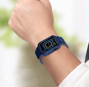 For Apple Watch Series 10 46mm Armor TPU Case Integrated Watch Band(Midnight Blue)