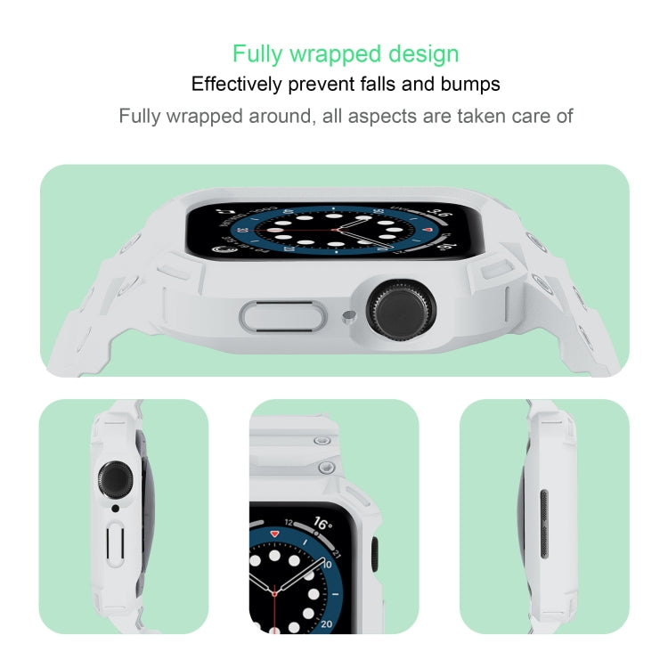 For Apple Watch Series 10 42mm Armor TPU Case Integrated Watch Band(White)