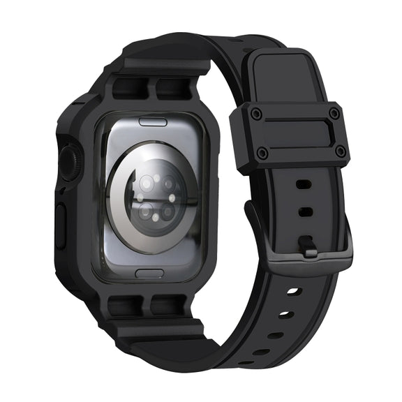 For Apple Watch Series 10 42mm Armor TPU Case Integrated Watch Band(Black)