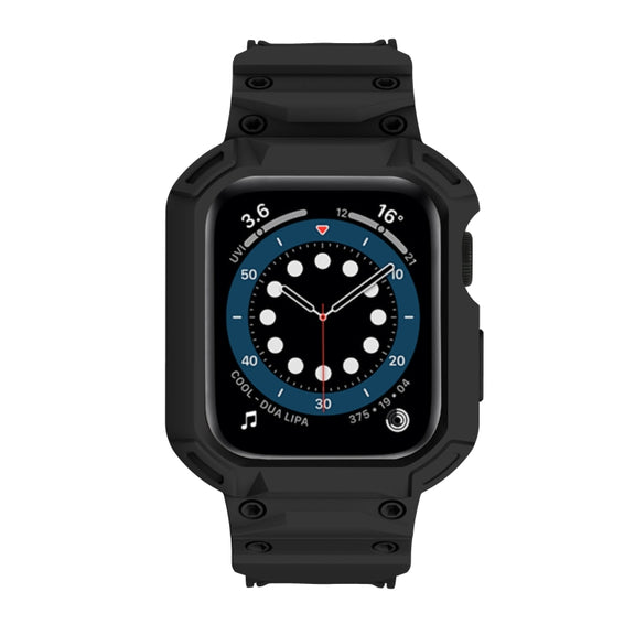 For Apple Watch Series 10 42mm Armor TPU Case Integrated Watch Band(Black)
