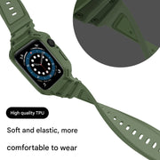 For Apple Watch Series 10 42mm Armor TPU Case Integrated Watch Band(Army Green)
