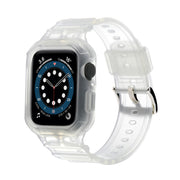 For Apple Watch Series 10 42mm Armor TPU Case Integrated Watch Band(Frosted Clear)