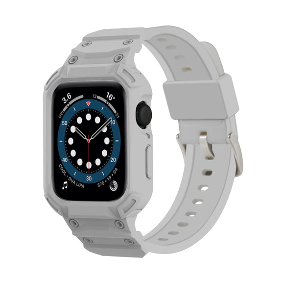 For Apple Watch Series 10 42mm Armor TPU Case Integrated Watch Band(Light Grey)